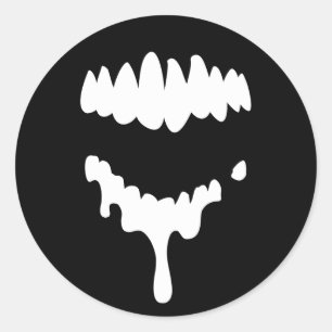 Sticker Rond Feuille d'autocollant de dents de zombies perdues