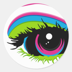 Sticker Rond Feuille d'autocollant d'oeil d'arc-en-ciel