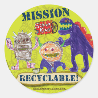 Sticker Rond Feuille d'autocollant "Mission Recyclable" des clé
