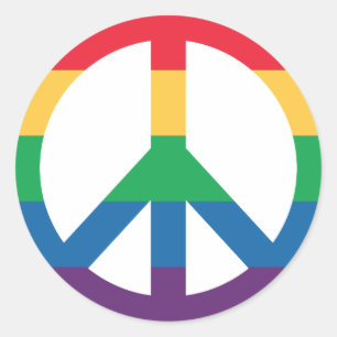 Sticker Rond Feuille d'autocollant Rainbow Pride Peace