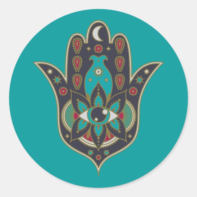 Sticker Rond Feuille d'autocollants Boho Evil & Hamsa (Devant)