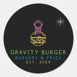 Sticker Rond Feuille d'autocollants Burger Gravité