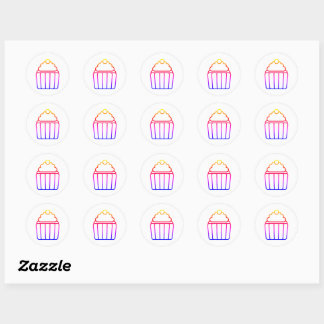 Sticker Rond Feuille d'autocollants de cupcake à dégradé coloré