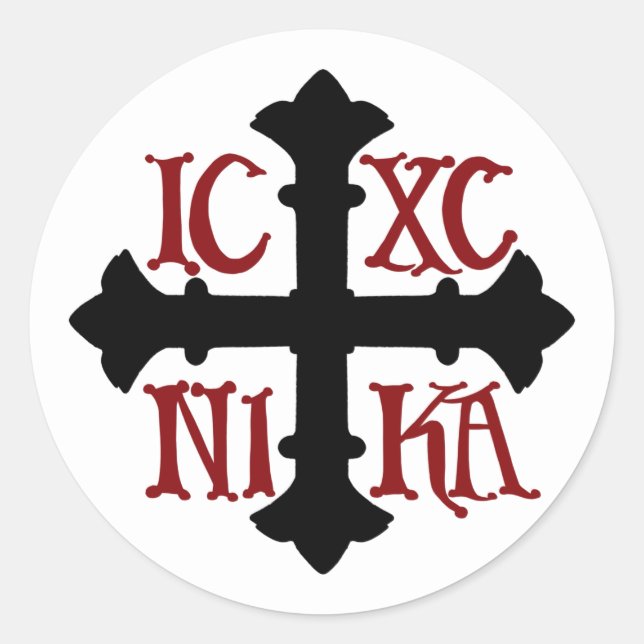 Sticker Rond Feuille d'autocollants ronds ICXC NIKA (Devant)