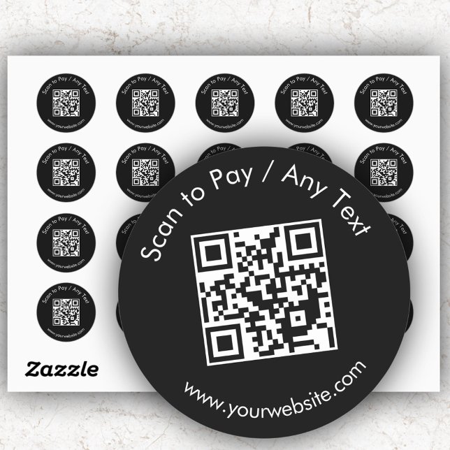 Sticker Rond Feuille d'autocollants ronds noir QR personnalisés (Créateur téléchargé)