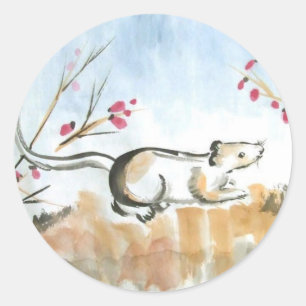 Sticker Rond Feuille d'autocollants Souris et Berries