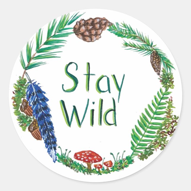 Sticker Rond Feuille d'autocollants Stay Wild (Devant)