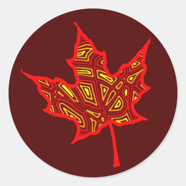 Sticker Rond Feuille d'automne (Devant)