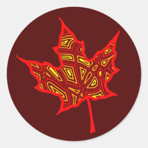 Sticker Rond Feuille d'automne