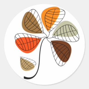 Sticker Rond Feuille d'automne Abstraite