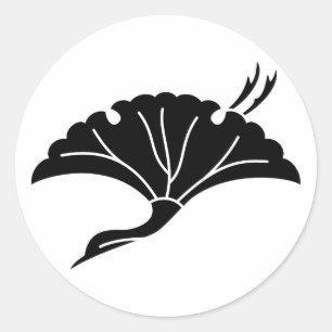 Sticker Rond Feuille de ginkgo en forme de grue