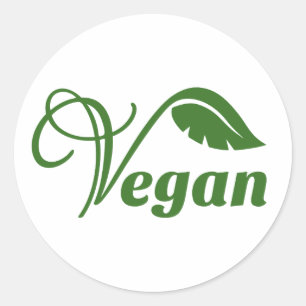 Sticker Rond Feuille de logo Vegan