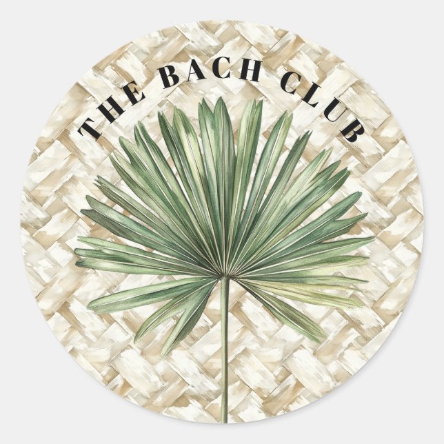 Sticker Rond Feuille de palme tropicale | Club de plage (Devant)