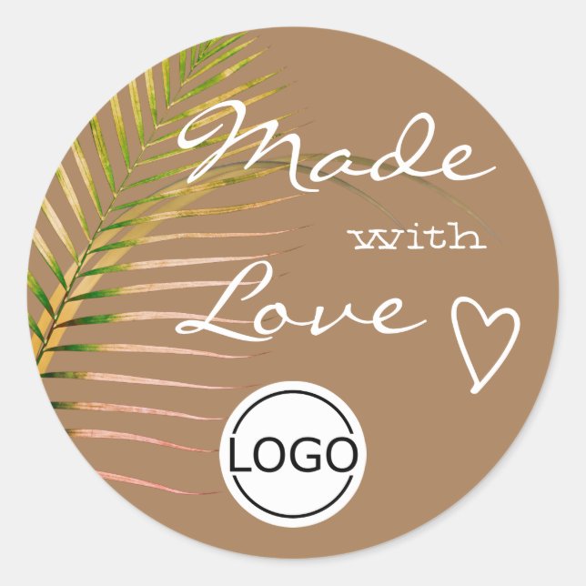 Sticker Rond Feuille de palmier Brown faite avec Modèle de logo (Devant)