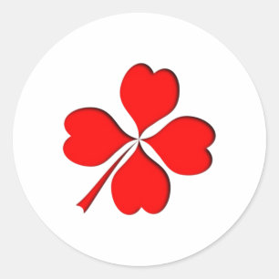 Sticker Rond feuille de trèfle coeur vierblättriges