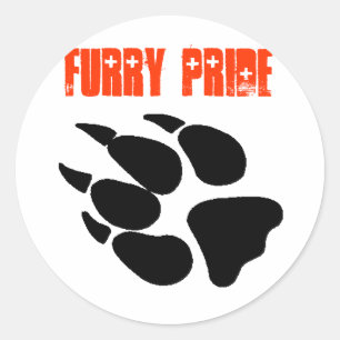 Sticker Rond Feuille d'empreintes de la Fierté de fourrure des 
