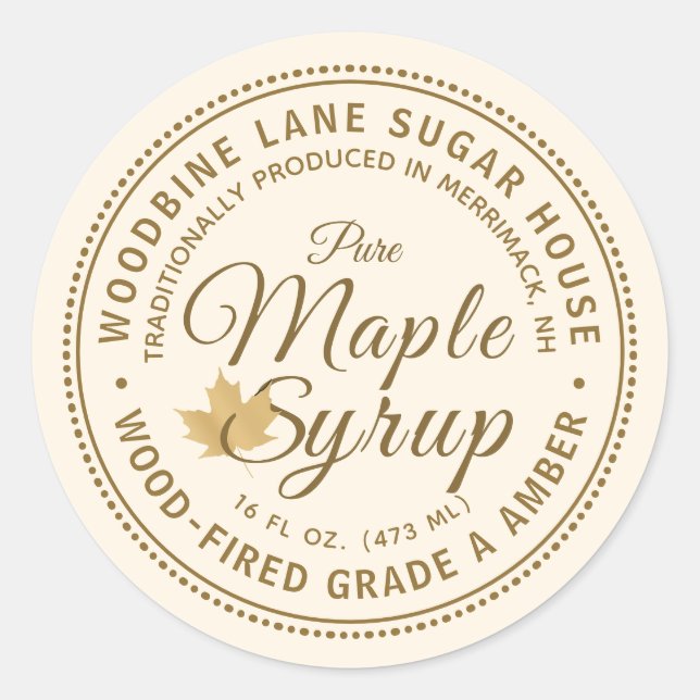 Sticker Rond Feuille d'érable au sirop de bois (Devant)