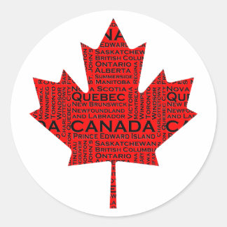 Sticker Rond Feuille d'érable canadienne avec texte
