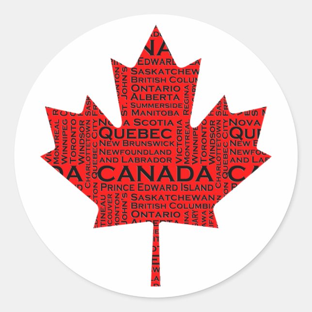 Sticker Rond Feuille d'érable canadienne avec texte (Devant)
