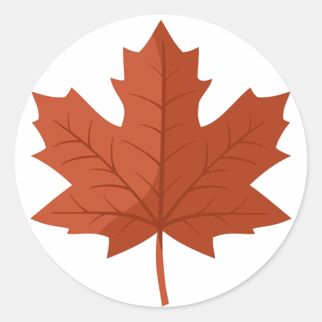 Sticker Rond Feuille d'érable canadienne Brown (Devant)