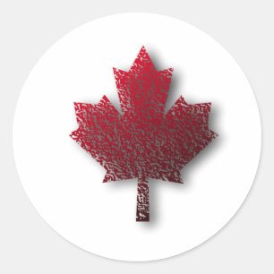Sticker Rond Feuille d'érable rouge