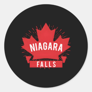 Sticker Rond Feuille d'érable rouge de Niagara Falls Canada
