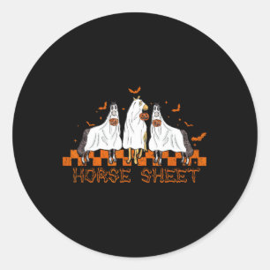 Sticker Rond Feuille Halloween Ghost Cheval Citrouille Costume 
