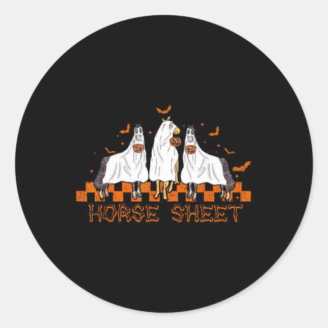 Sticker Rond Feuille Halloween Ghost Cheval Citrouille Costume  (Devant)