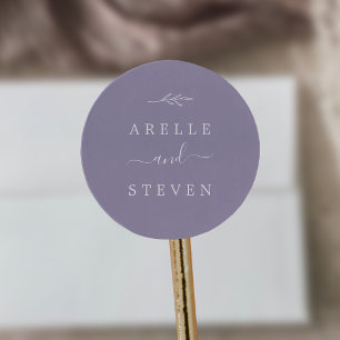 Sticker Rond Feuille minimale   Enveloppe Mariage Lavender