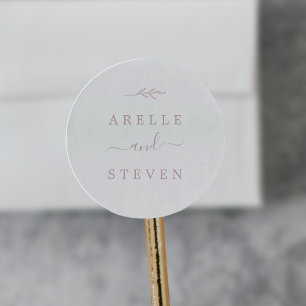 Sticker Rond Feuille minimale Phoques d'enveloppe Mariage ros