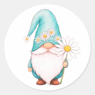 Sticker Rond Feuille ou Rouleau d'Autocollants de Gnome Adorabl