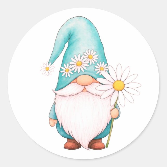 Sticker Rond Feuille ou Rouleau d'Autocollants de Gnome Adorabl (Devant)