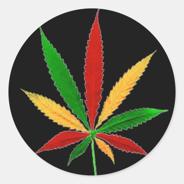 Sticker rond feuille Rasta (Devant)