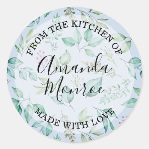 Sticker Rond Feuilles aquarelles DE LA CUISINE
