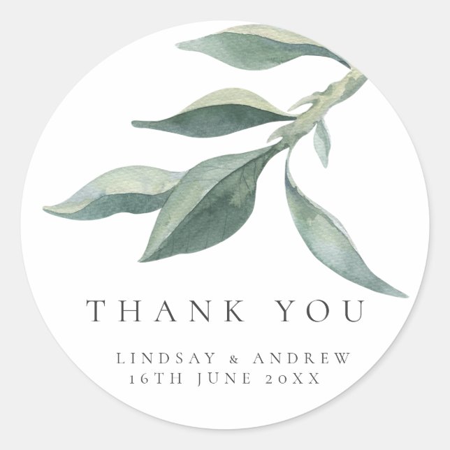 Sticker Rond Feuilles botaniques modernes mariage pour le phoqu (Devant)