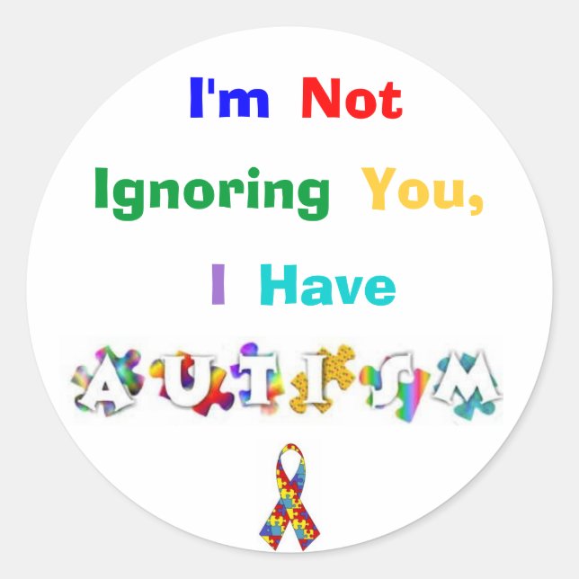 Sticker Rond Feuilles d'autocollants "Autism Rainbow" (Devant)