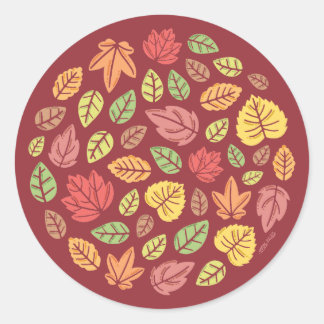 Sticker Rond Feuilles d'automne