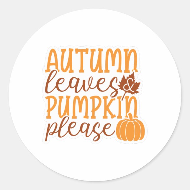 Sticker Rond Feuilles d'automne Citrouille S'il vous plaît (Devant)