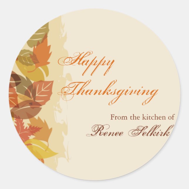 Sticker Rond Feuilles D'Automne De La Cuisine (Devant)