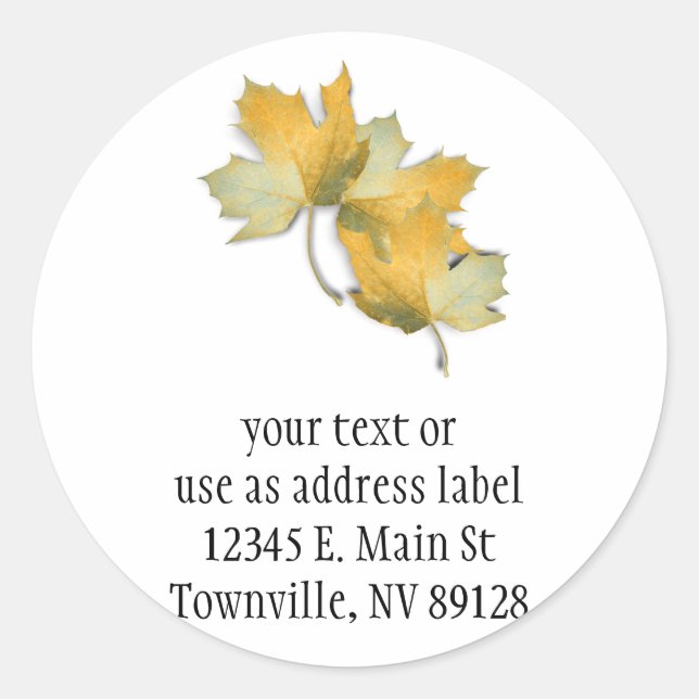 Sticker Rond Feuilles d'automne jaune doré (Devant)