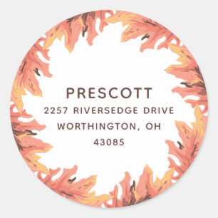 Sticker Rond Feuilles d'automne Thanksgiving adresse de retour