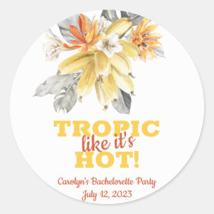 Sticker Rond Feuilles de bananier Tropic comme c'est chaud ! En