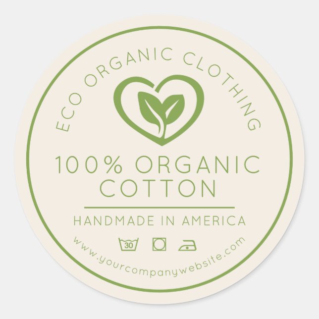 Sticker Rond Feuilles de coton bio dans une entreprise verte (Devant)