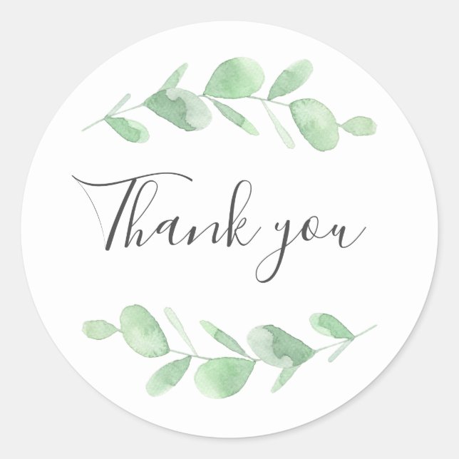 Sticker Rond Feuilles de l'Eucalyptus Vert. Merci simple Woodla (Devant)
