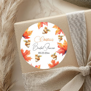 Sticker Rond Feuilles d'érable et glands Shower de mariage