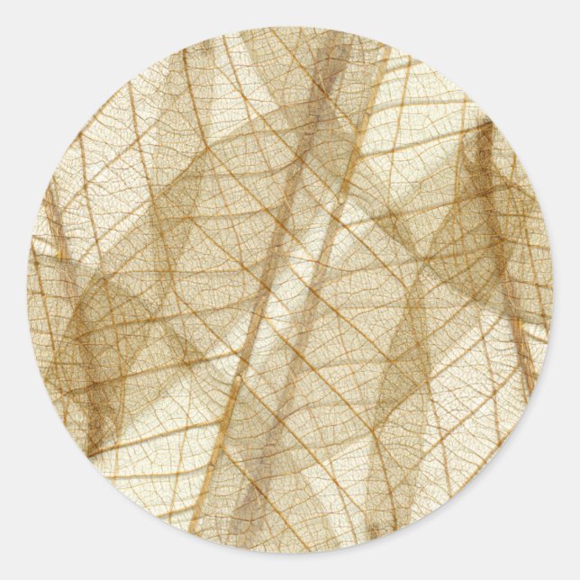 Sticker Rond Feuilles en dentelle beige crème pâle (Devant)