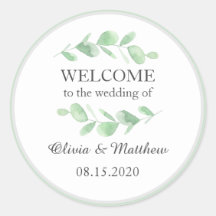 Feuilles eucalyptus. Mariage simple Woodland Bienv