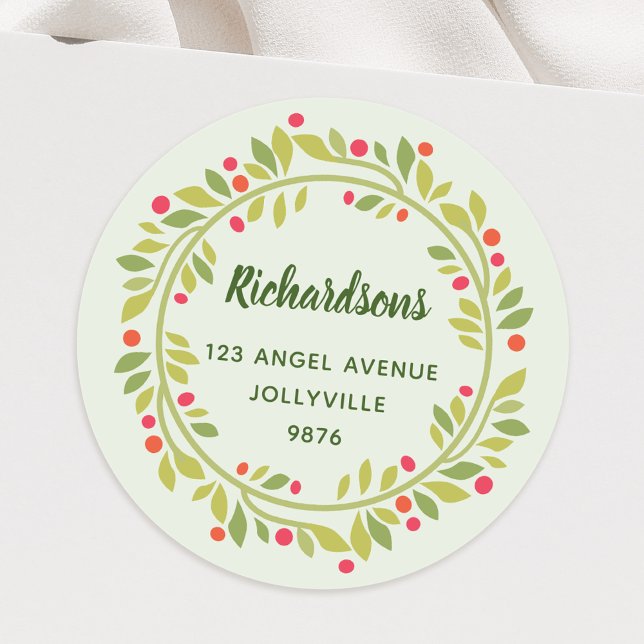 Sticker Rond Feuilles floraux personnalisés Adresse de la couro (Créateur téléchargé)
