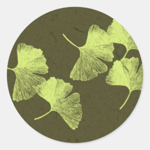 Sticker Rond Feuilles Ginkgo