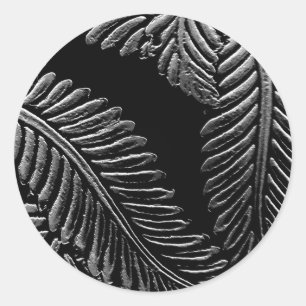 Sticker Rond Feuilles noirs et blancs